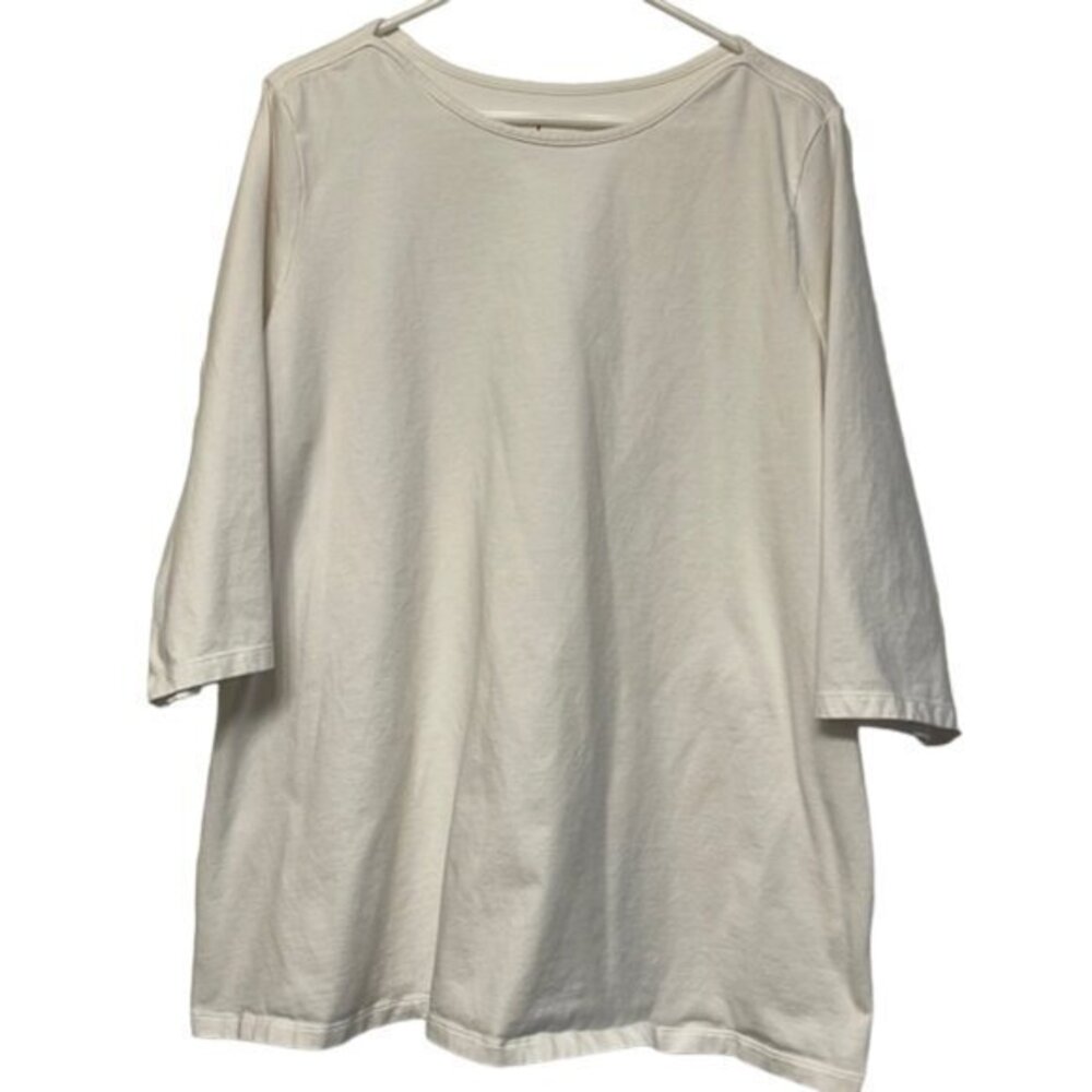 D&CO Essentials White 3/4 Sleeve Knit Blouse Size 2X EUC #4242